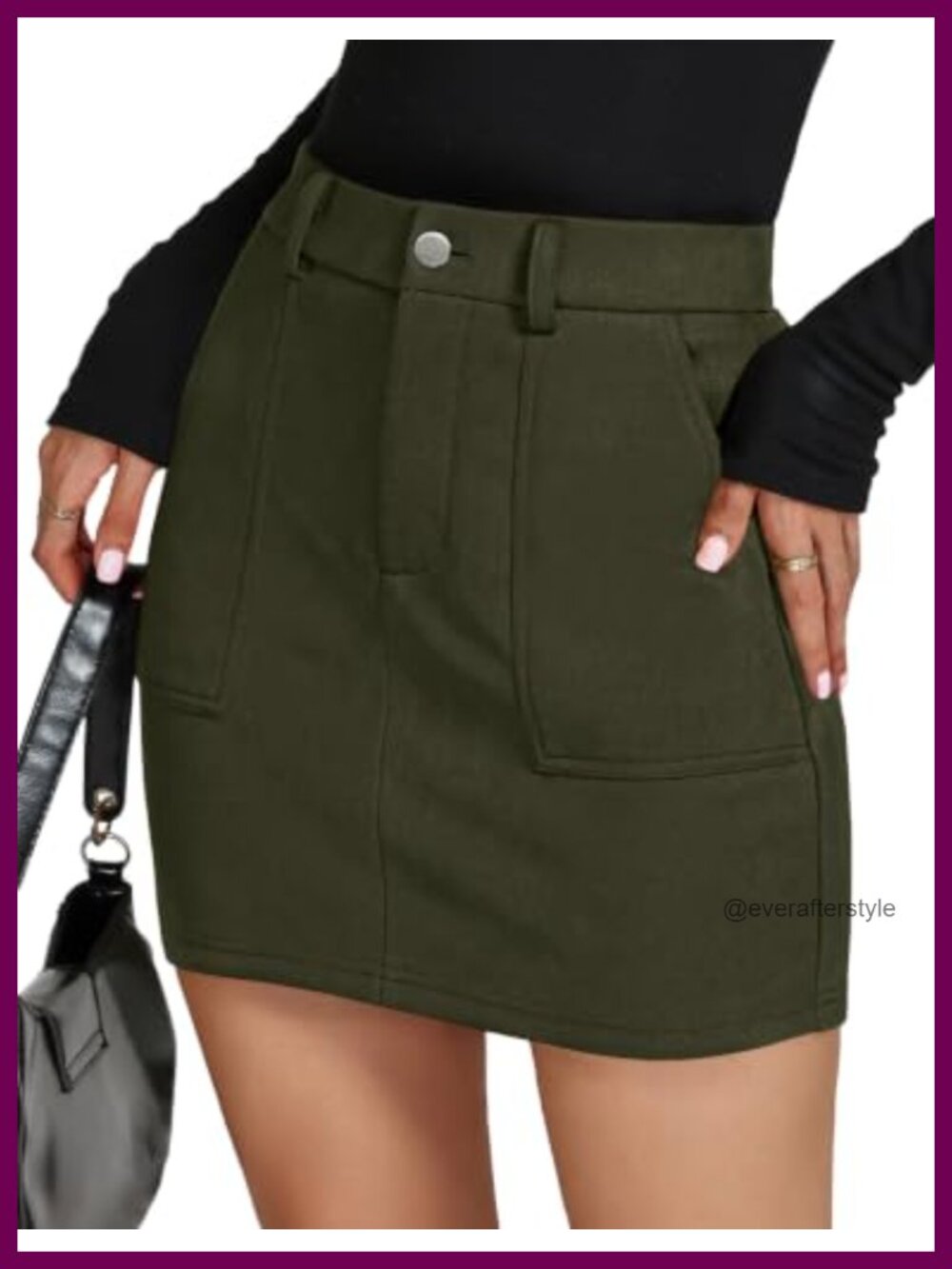Faux Suede Mini Skirt High Waist Pencil Bodycon with Pockets